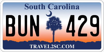 SC license plate BUN429
