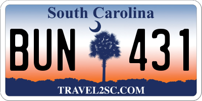 SC license plate BUN431