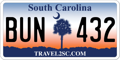 SC license plate BUN432