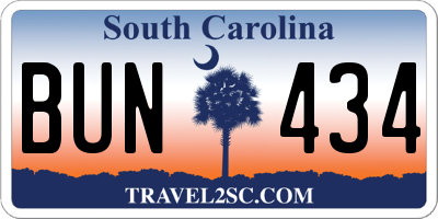 SC license plate BUN434