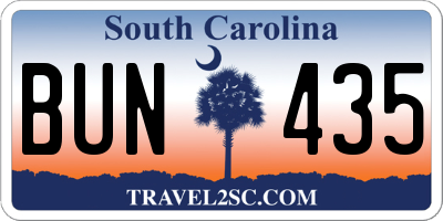 SC license plate BUN435