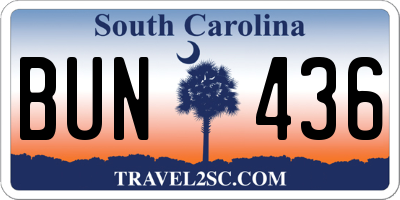 SC license plate BUN436