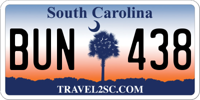 SC license plate BUN438
