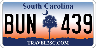 SC license plate BUN439