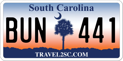 SC license plate BUN441