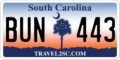 SC license plate BUN443