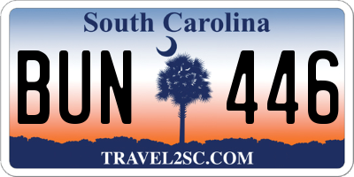 SC license plate BUN446