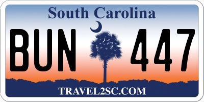 SC license plate BUN447