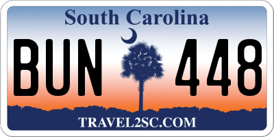 SC license plate BUN448