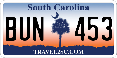 SC license plate BUN453