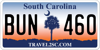 SC license plate BUN460