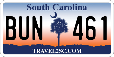 SC license plate BUN461
