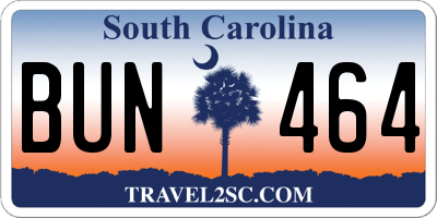 SC license plate BUN464