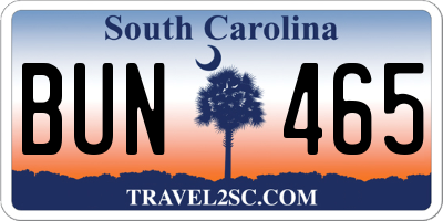 SC license plate BUN465