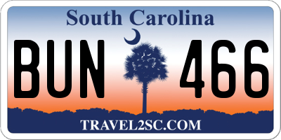 SC license plate BUN466