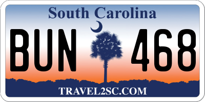 SC license plate BUN468