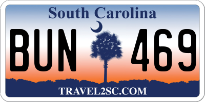 SC license plate BUN469