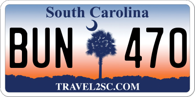 SC license plate BUN470