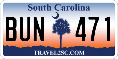 SC license plate BUN471
