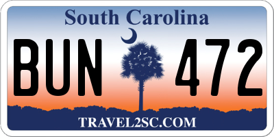 SC license plate BUN472