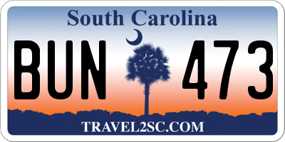 SC license plate BUN473