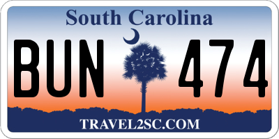 SC license plate BUN474