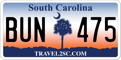 SC license plate BUN475