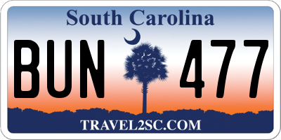 SC license plate BUN477