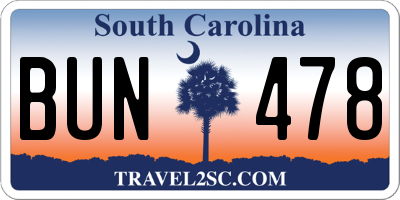 SC license plate BUN478