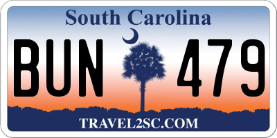 SC license plate BUN479