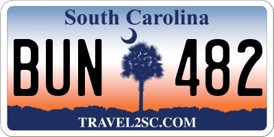 SC license plate BUN482