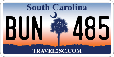 SC license plate BUN485