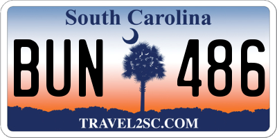 SC license plate BUN486