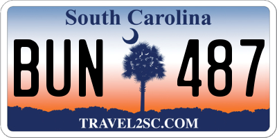 SC license plate BUN487