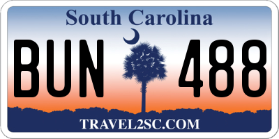 SC license plate BUN488