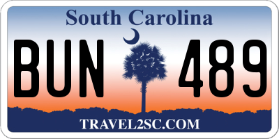 SC license plate BUN489