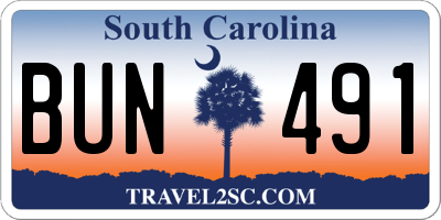 SC license plate BUN491