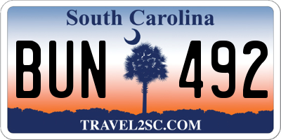 SC license plate BUN492