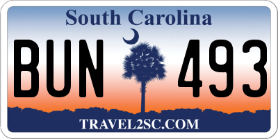 SC license plate BUN493