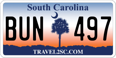 SC license plate BUN497
