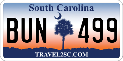 SC license plate BUN499