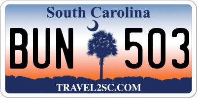 SC license plate BUN503