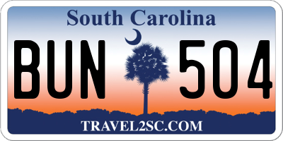 SC license plate BUN504
