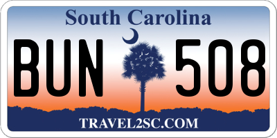SC license plate BUN508