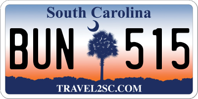 SC license plate BUN515