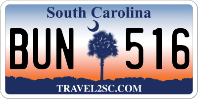 SC license plate BUN516