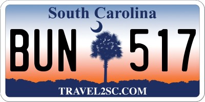 SC license plate BUN517