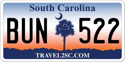 SC license plate BUN522