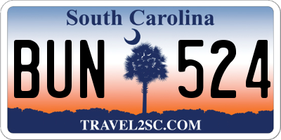 SC license plate BUN524