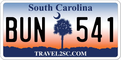 SC license plate BUN541